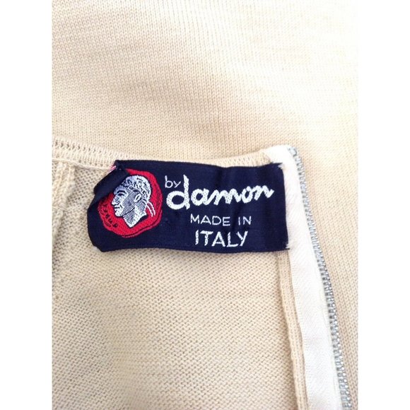 By Damon Vintage Skirt Sweater Set 10 Yellow 100% Wool Midi Pencil Ruffle Italy - Picture 10 of 11